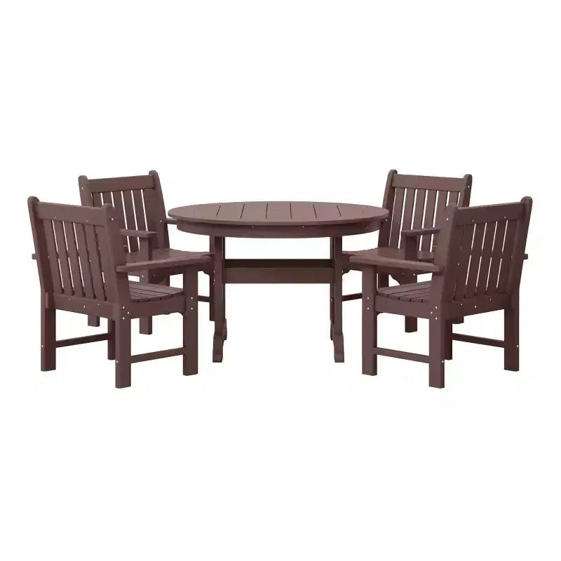 Set da pranzo da esterno WestinTrends Malibu da 5 pezzi con sedie da patio in HDPE e tavolo rotondo