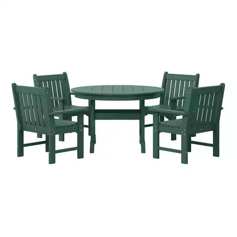Set da pranzo da esterno WestinTrends Malibu da 5 pezzi con sedie da patio in HDPE e tavolo rotondo
