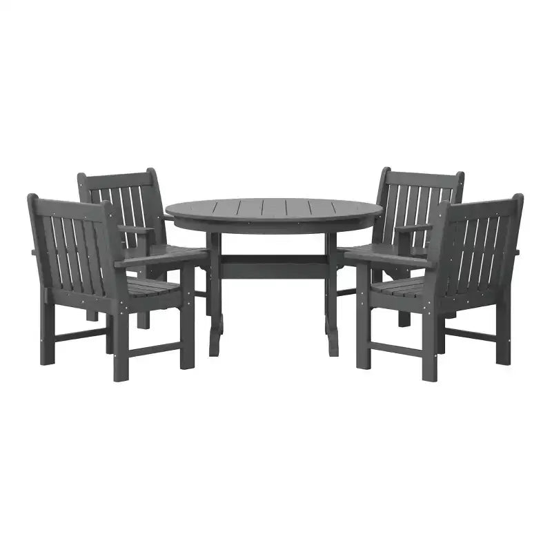 Set da pranzo da esterno WestinTrends Malibu da 5 pezzi con sedie da patio in HDPE e tavolo rotondo