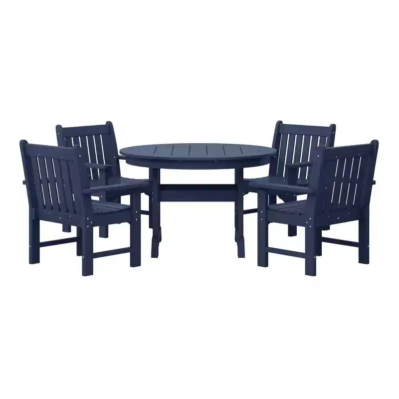 Set da pranzo da esterno WestinTrends Malibu da 5 pezzi con sedie da patio in HDPE e tavolo rotondo