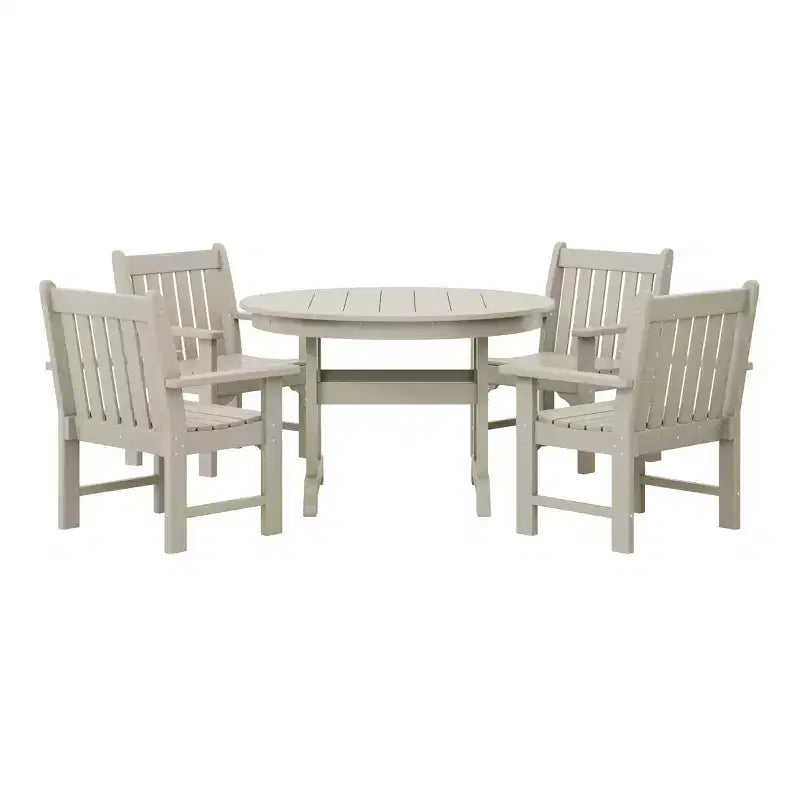 Set da pranzo da esterno WestinTrends Malibu da 5 pezzi con sedie da patio in HDPE e tavolo rotondo
