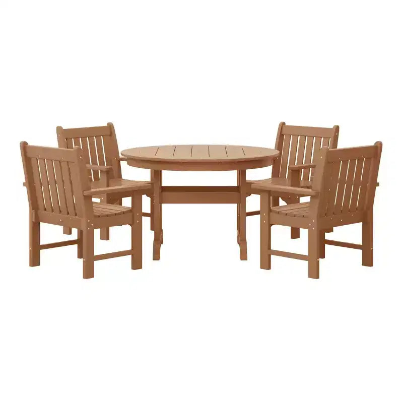 Set da pranzo da esterno WestinTrends Malibu da 5 pezzi con sedie da patio in HDPE e tavolo rotondo