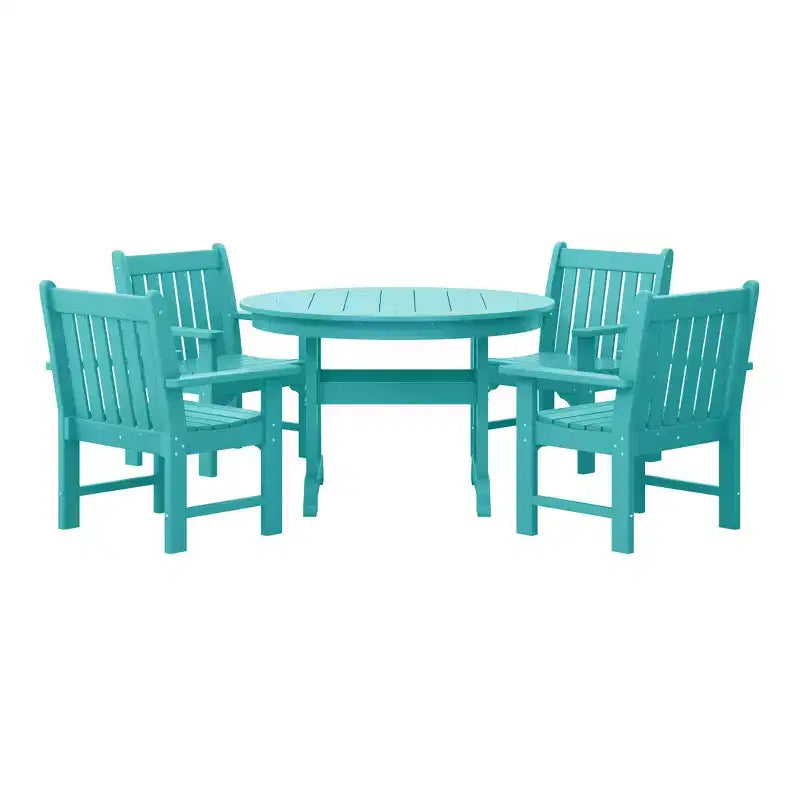 Set da pranzo da esterno WestinTrends Malibu da 5 pezzi con sedie da patio in HDPE e tavolo rotondo