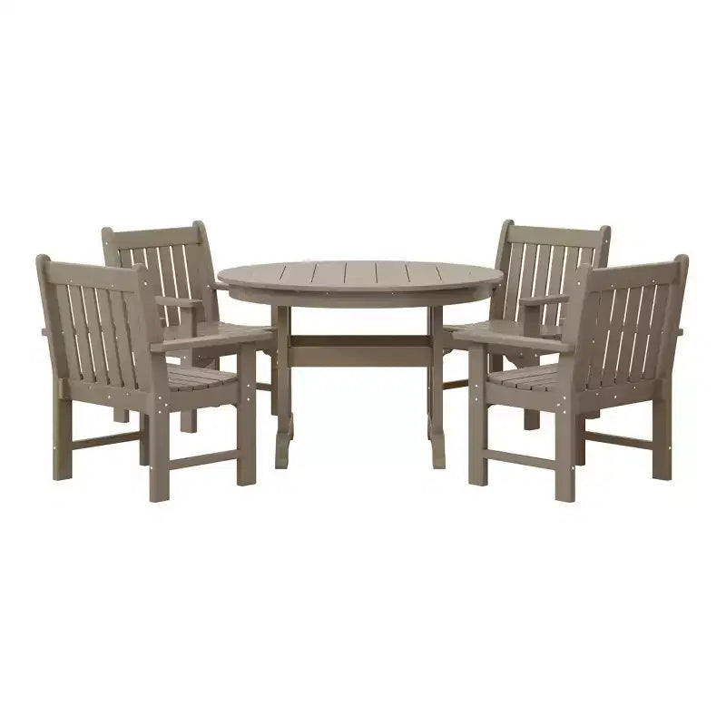 Set da pranzo da esterno WestinTrends Malibu da 5 pezzi con sedie da patio in HDPE e tavolo rotondo