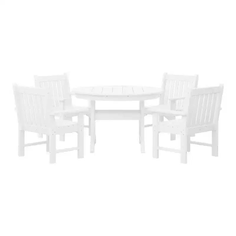 Set da pranzo da esterno WestinTrends Malibu da 5 pezzi con sedie da patio in HDPE e tavolo rotondo
