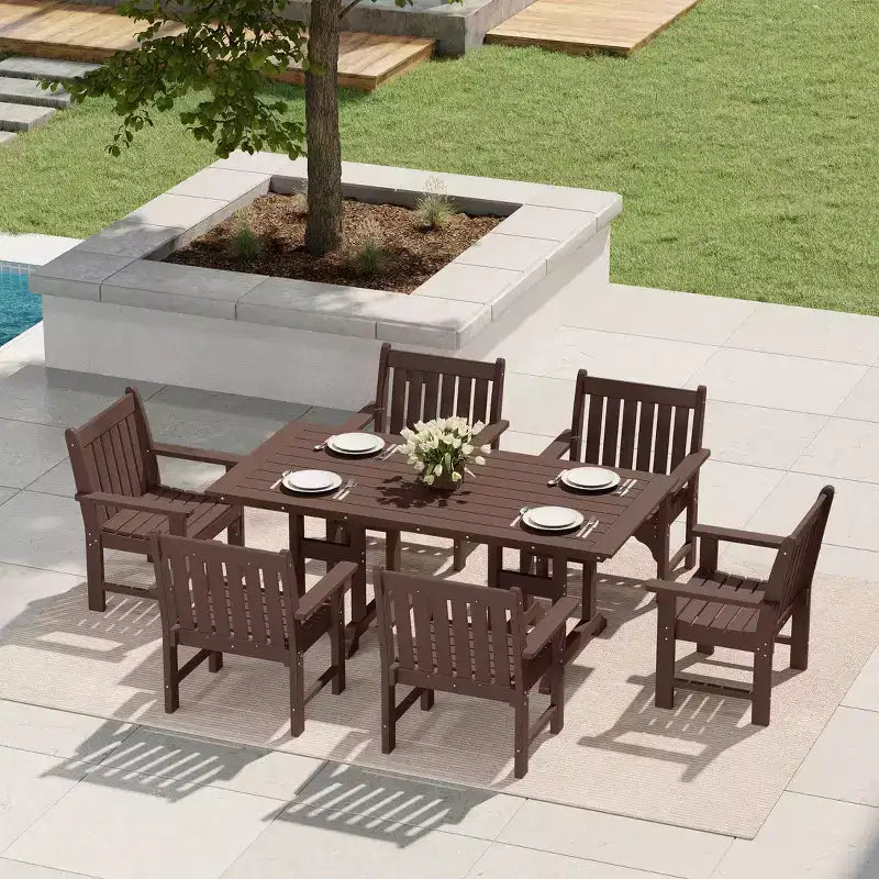 WestinTrends Malibu 7-Piece HDPE Outdoor Dining Patio Table and Chairs Set