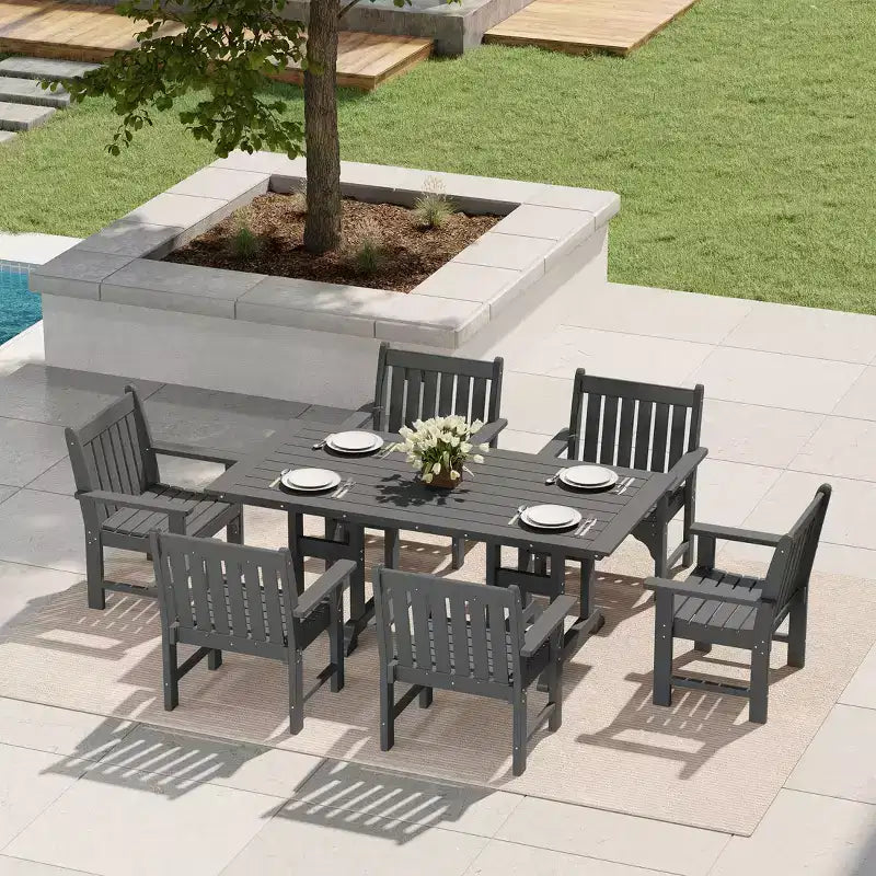 WestinTrends Malibu 7-Piece HDPE Outdoor Dining Patio Table and Chairs Set