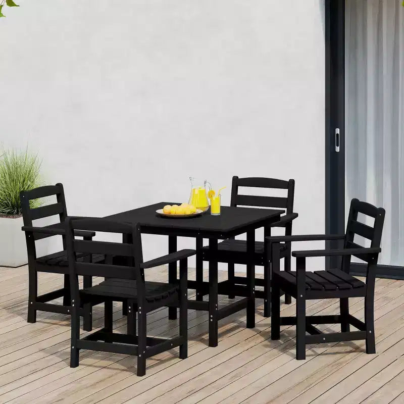 WestinTrends Ashore 5-Piece HDPE Outdoor Square Patio Dining Table Set with Armchairs