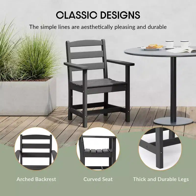 WestinTrends Ashore 5-Piece HDPE Outdoor Square Patio Dining Table Set with Armchairs