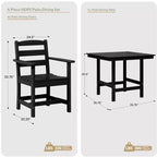 WestinTrends Ashore 5-Piece HDPE Outdoor Square Patio Dining Table Set with Armchairs