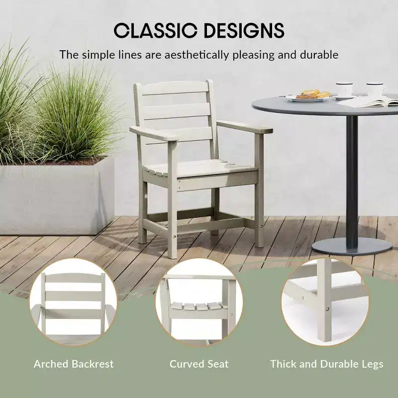 WestinTrends Ashore 5-Piece HDPE Outdoor Square Patio Dining Table Set with Armchairs