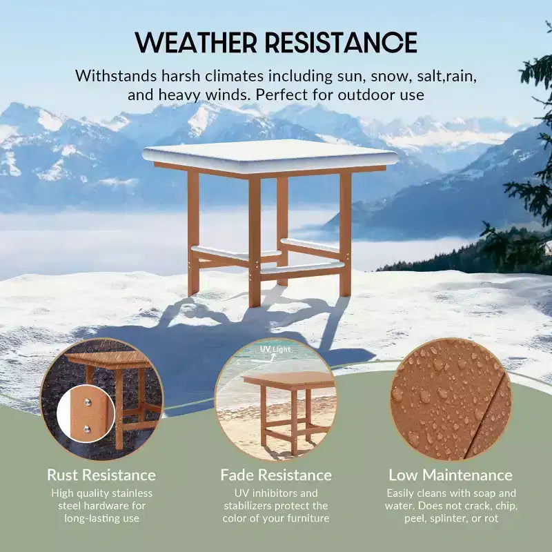 WestinTrends Ashore 5-Piece HDPE Outdoor Square Patio Dining Table Set with Armchairs