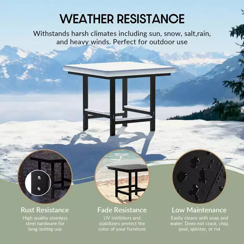 WestinTrends Ashore 5-Piece HDPE Outdoor Square Patio Dining Table Set with Armchairs
