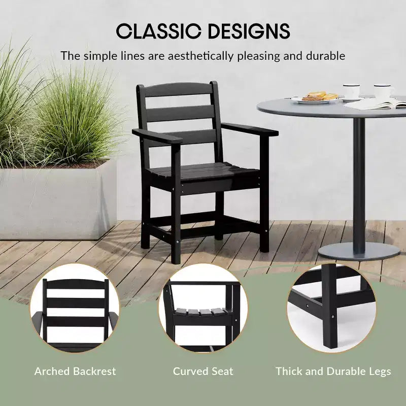WestinTrends Ashore 5-Piece HDPE Outdoor Square Patio Dining Table Set with Armchairs