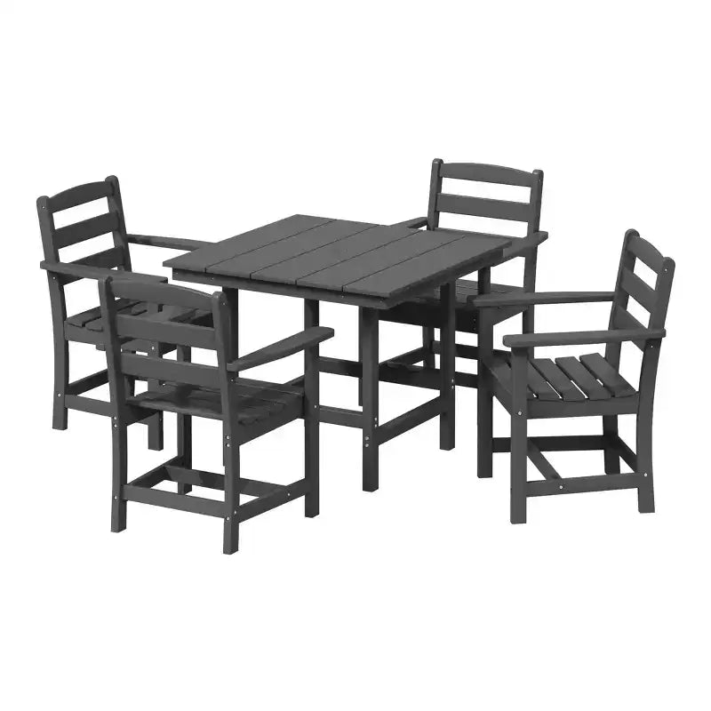 Set da pranzo quadrato da patio per esterni WestinTrends Ashore da 5 pezzi in HDPE con poltrone