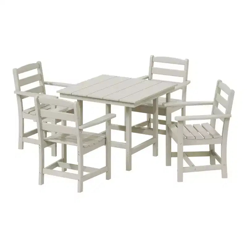 Set da pranzo quadrato da patio per esterni WestinTrends Ashore da 5 pezzi in HDPE con poltrone