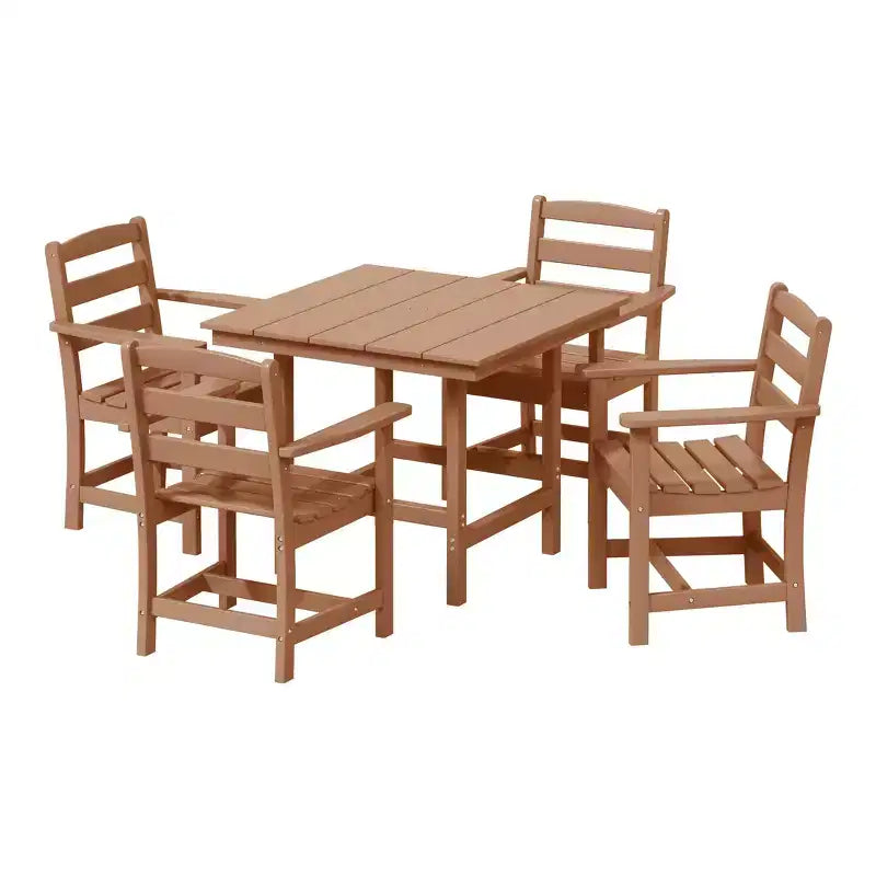 Set da pranzo quadrato da patio per esterni WestinTrends Ashore da 5 pezzi in HDPE con poltrone