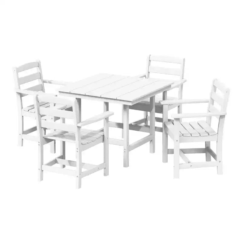 Set da pranzo quadrato da patio per esterni WestinTrends Ashore da 5 pezzi in HDPE con poltrone