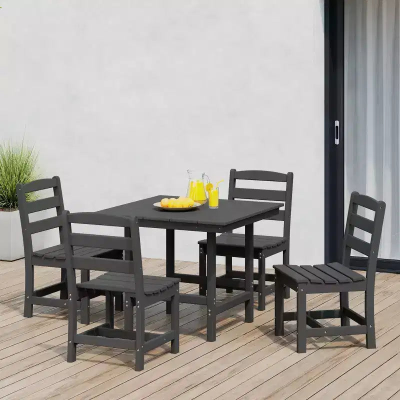 WestinTrends Ashore 5-Piece HDPE Outdoor Square Patio Dining Table Set with Armless Side Chairs