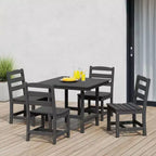 WestinTrends Ashore 5-Piece HDPE Outdoor Square Patio Dining Table Set with Armless Side Chairs