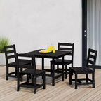 WestinTrends Ashore 5-Piece HDPE Outdoor Square Patio Dining Table Set with Armless Side Chairs