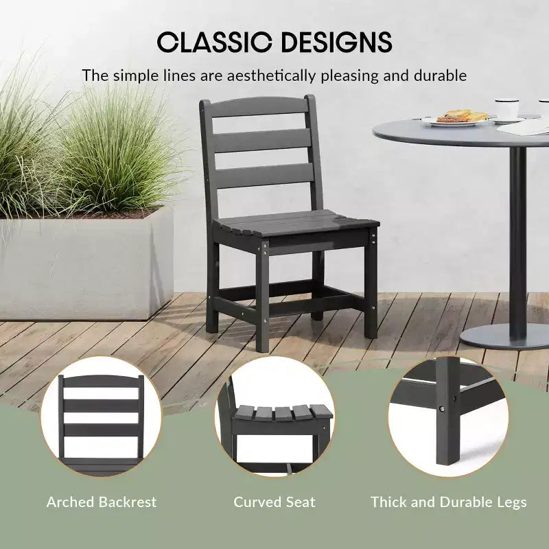 WestinTrends Ashore 5-Piece HDPE Outdoor Square Patio Dining Table Set with Armless Side Chairs