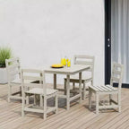WestinTrends Ashore 5-Piece HDPE Outdoor Square Patio Dining Table Set with Armless Side Chairs