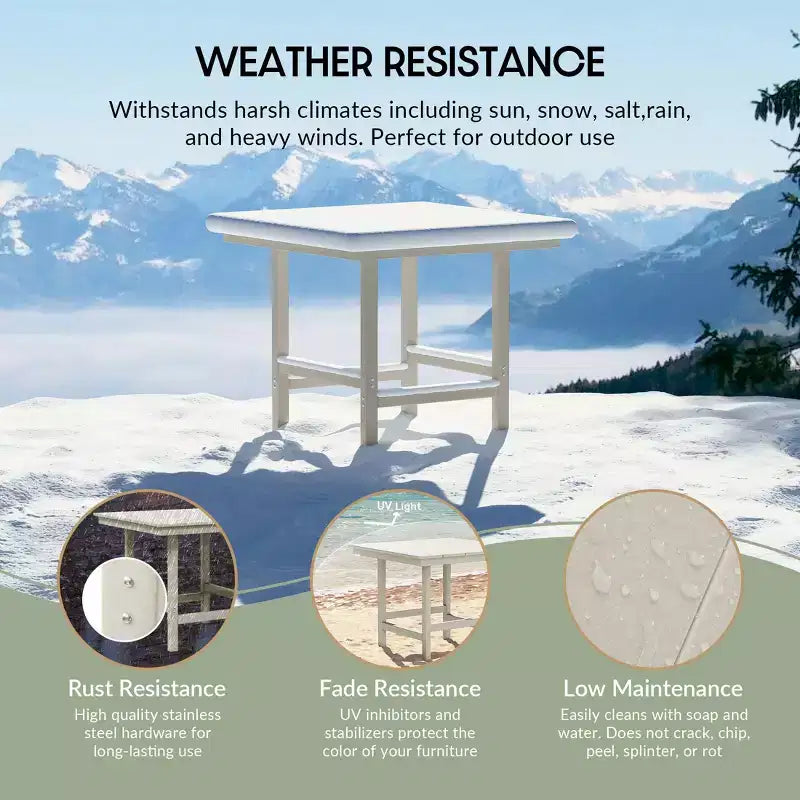 WestinTrends Ashore 5-Piece HDPE Outdoor Square Patio Dining Table Set with Armless Side Chairs
