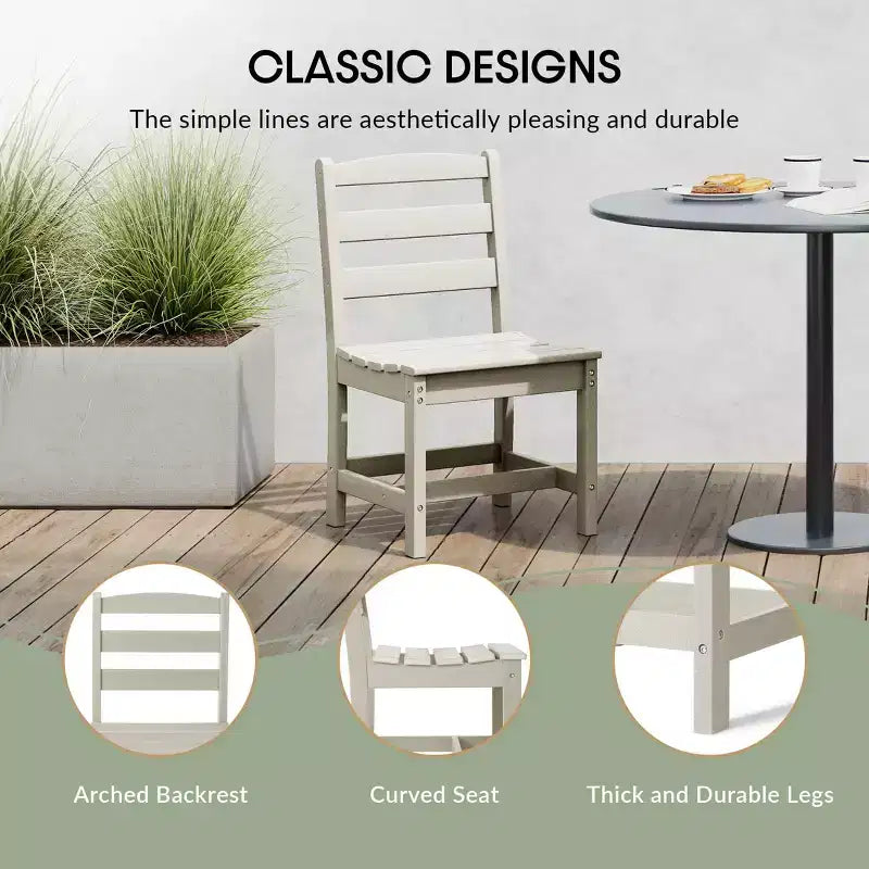 WestinTrends Ashore 5-Piece HDPE Outdoor Square Patio Dining Table Set with Armless Side Chairs