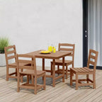 WestinTrends Ashore 5-Piece HDPE Outdoor Square Patio Dining Table Set with Armless Side Chairs
