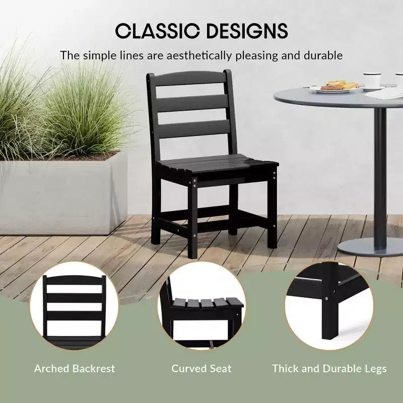 WestinTrends Ashore 5-Piece HDPE Outdoor Square Patio Dining Table Set with Armless Side Chairs