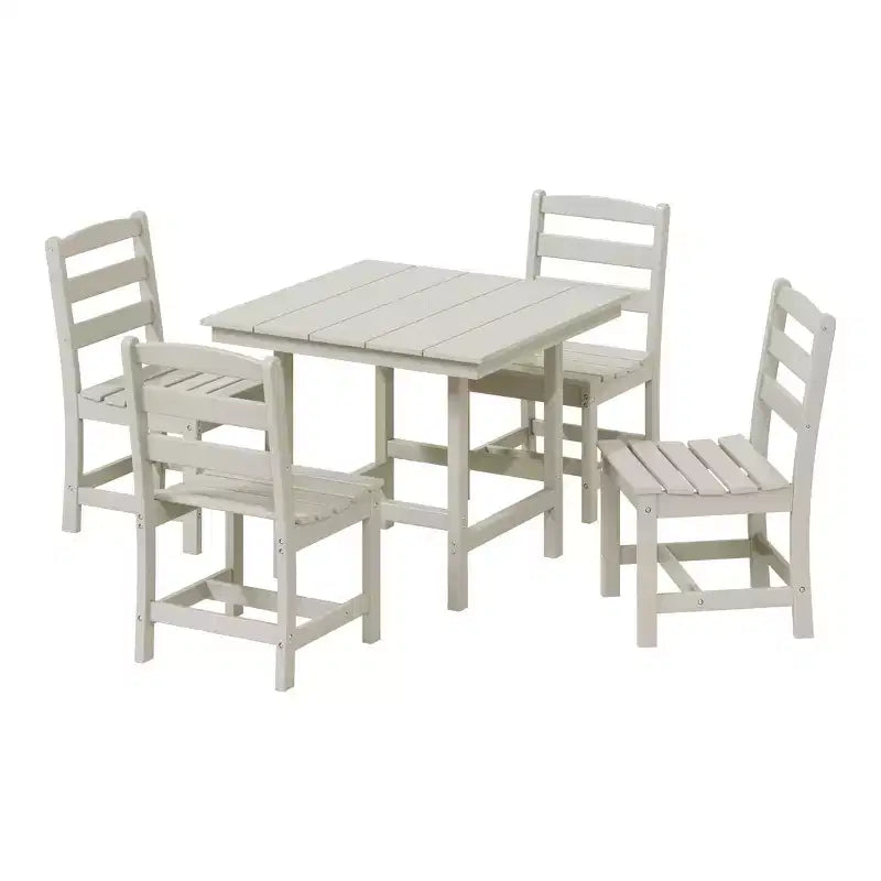 Set da pranzo da giardino quadrato da 5 pezzi WestinTrends Ashore in HDPE con tavolo da esterno e sedie laterali senza braccioli