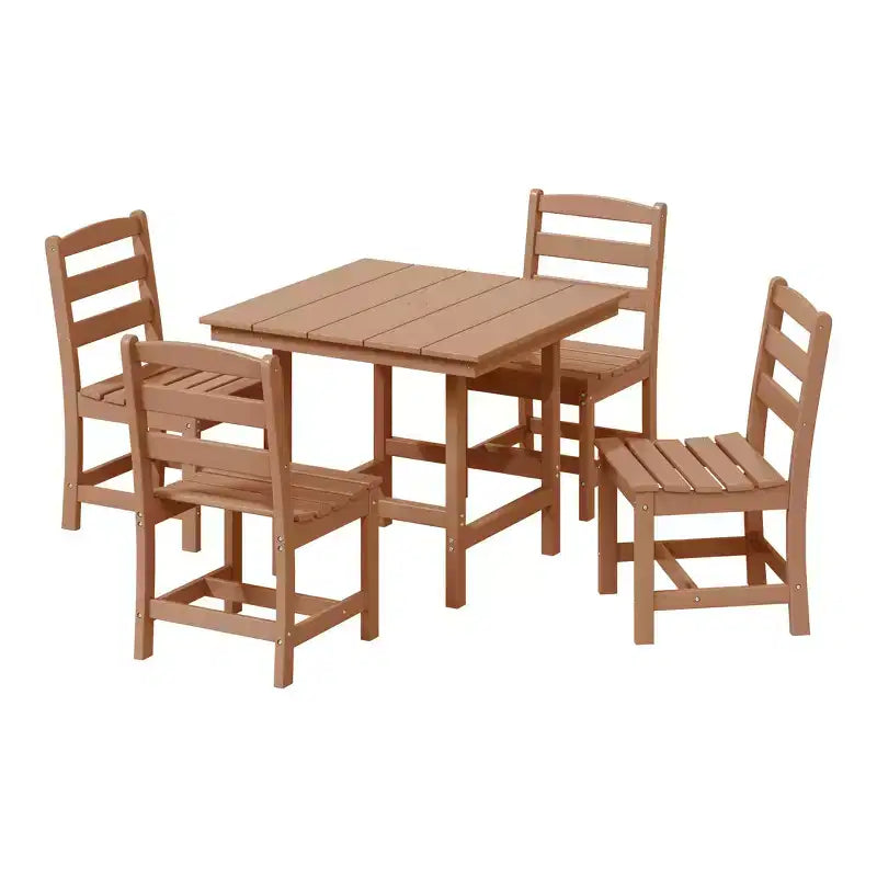 Set da pranzo da giardino quadrato da 5 pezzi WestinTrends Ashore in HDPE con tavolo da esterno e sedie laterali senza braccioli