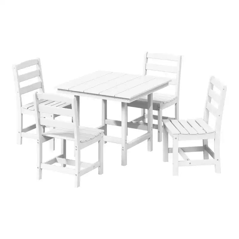 Set da pranzo da giardino quadrato da 5 pezzi WestinTrends Ashore in HDPE con tavolo da esterno e sedie laterali senza braccioli