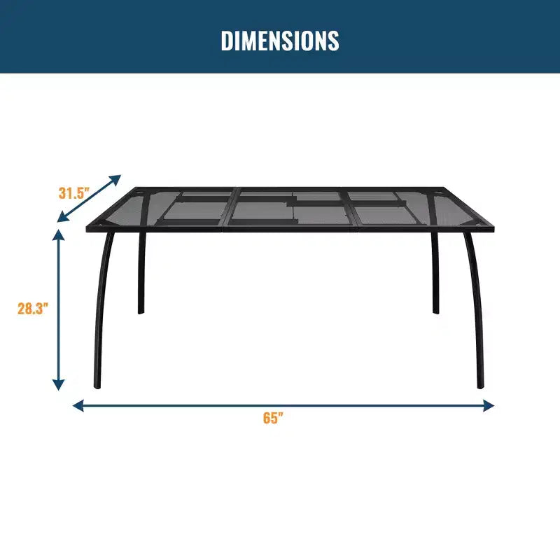 CLIHOME 7-Piece Outdoor Dining Set,65 Steel Frame Mesh Table & Chairs Patio Set