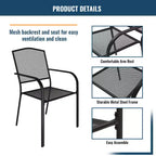 CLIHOME 8-Piece Outdoor Dining Set, 2 Square Table With Umbrella Hole & 6 Mesh Chairs Patio Set