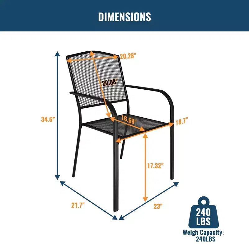 CLIHOME 8-Piece Outdoor Dining Set, 2 Square Table With Umbrella Hole & 6 Mesh Chairs Patio Set