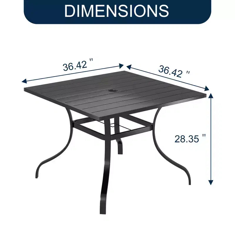 CLIHOME 8-Piece Outdoor Dining Set, 2 Square Table With Umbrella Hole & 6 Mesh Chairs Patio Set