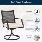 CLIHOME 5-Piece Patio Dining Set,Umbrella Hole Square Table & 360 Swivel Cushion Chairs Outdoor Set