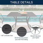 CLIHOME 5-Piece Patio Dining Set,Umbrella Hole Square Table & 360 Swivel Cushion Chairs Outdoor Set