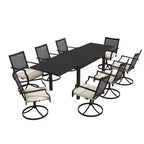 CLIHOME 9-Piece Patio Dining Set,Extendable Table & 360 Swivel Soft Cushion Chairs Outdoor Set