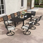 CLIHOME 9-Piece Patio Dining Set,Extendable Table & 360 Swivel Soft Cushion Chairs Outdoor Set