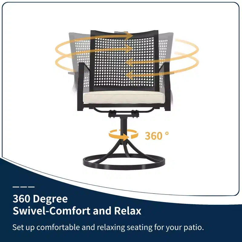 CLIHOME 9-Piece Patio Dining Set,Extendable Table & 360 Swivel Soft Cushion Chairs Outdoor Set