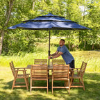 Sunnydaze Hatteras Acacia Wood Outdoor Dining Set with Table and Armchairs - 7pc - Natural