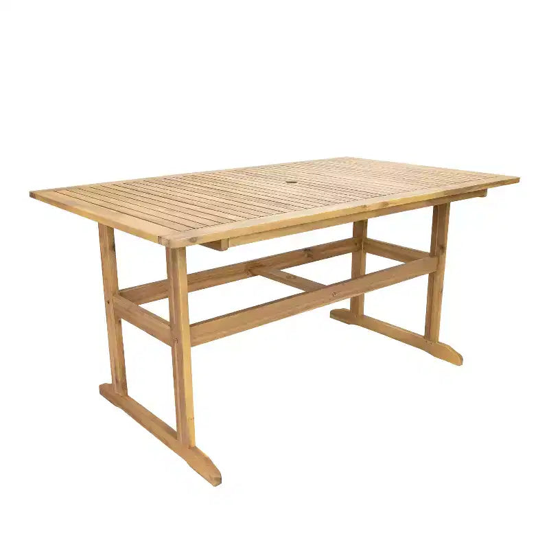 Sunnydaze Hatteras Acacia Wood Outdoor Dining Set with Table and Armchairs - 7pc - Natural
