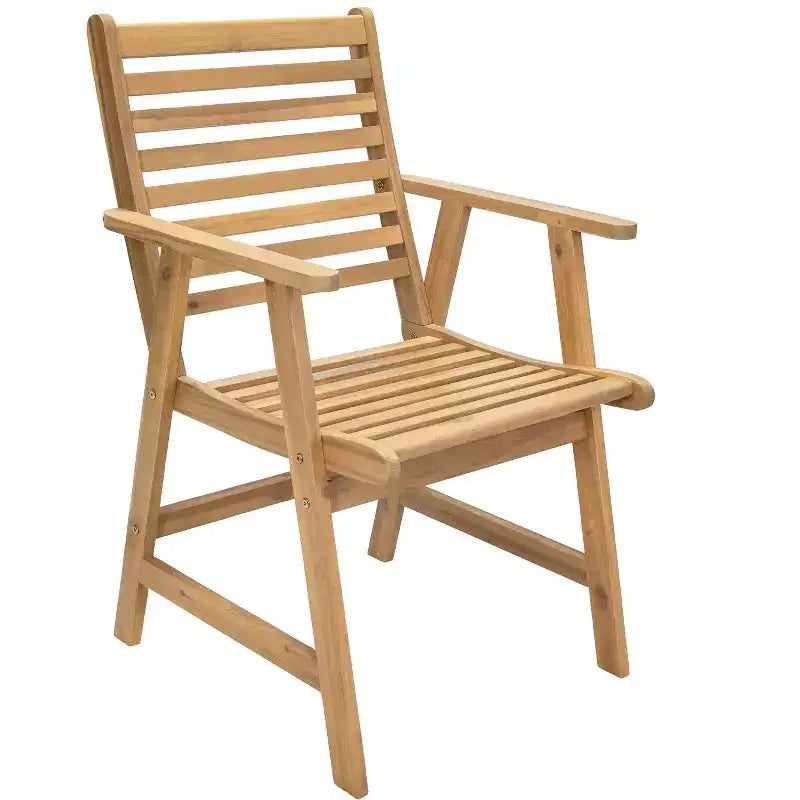 Sunnydaze Hatteras Acacia Wood Outdoor Dining Set with Table and Armchairs - 7pc - Natural