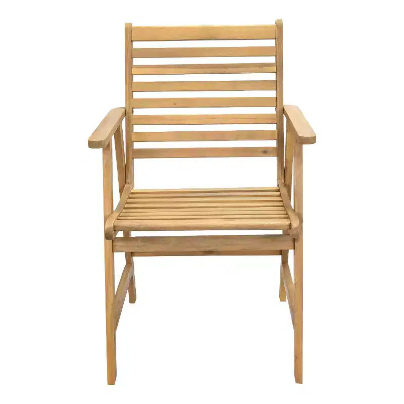 Sunnydaze Hatteras Acacia Wood Outdoor Dining Set with Table and Armchairs - 7pc - Natural