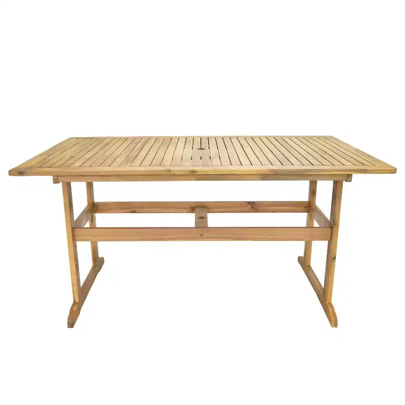 Sunnydaze Hatteras Acacia Wood Outdoor Dining Set with Table and Armchairs - 7pc - Natural