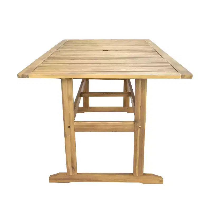 Sunnydaze Hatteras Acacia Wood Outdoor Dining Set with Table and Armchairs - 7pc - Natural