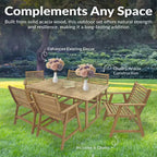 Sunnydaze Hatteras Acacia Wood Outdoor Dining Set with Table and Armchairs - 7pc - Natural